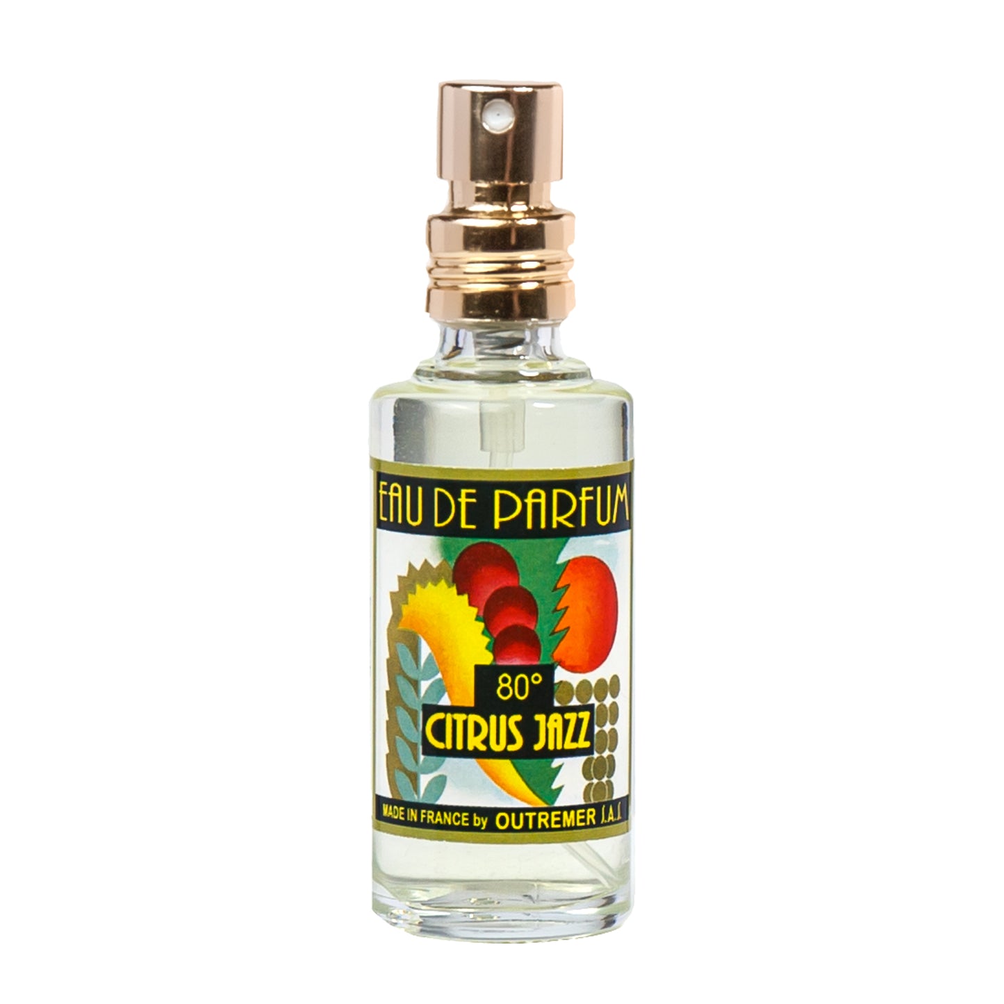 Primary Image of Citrus Jazz 80 Degrees EDP (15 ml), small perfume bottle with illustrated label