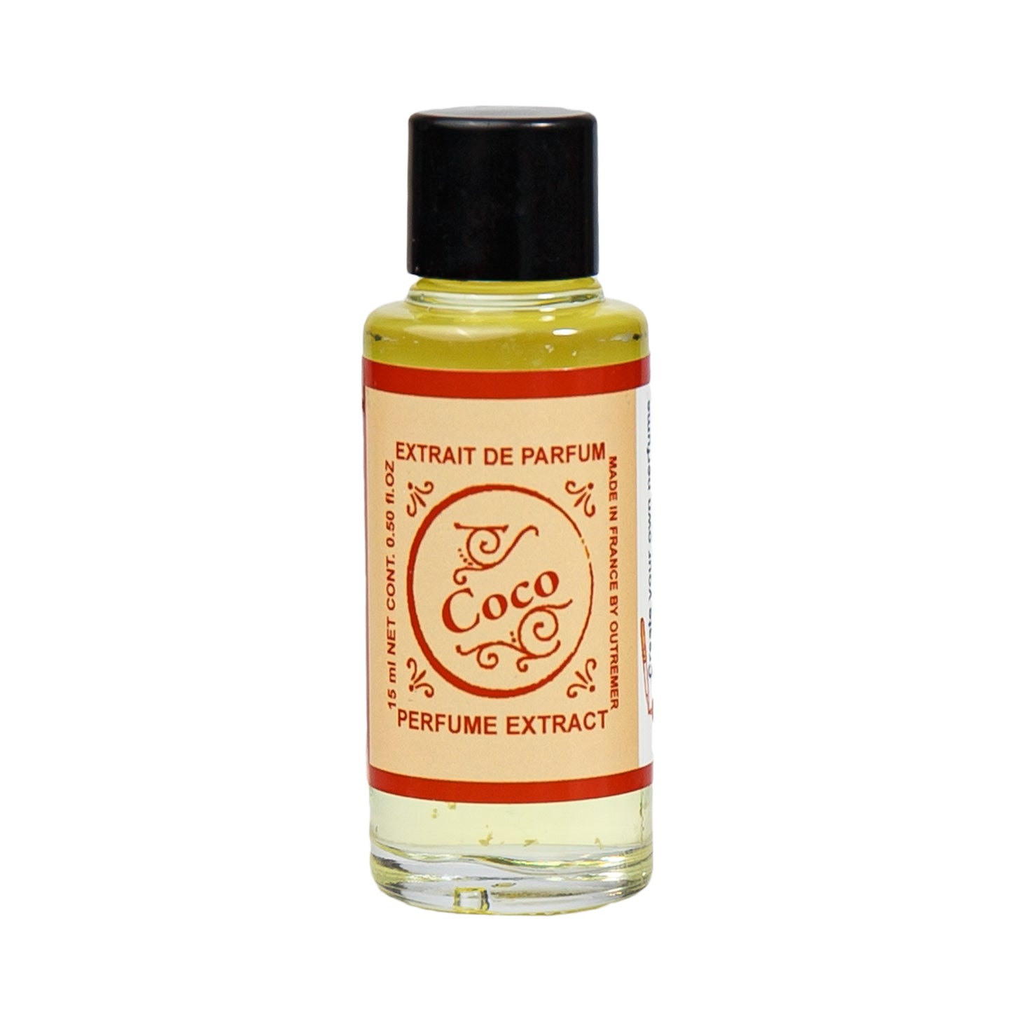Primary Image of Coco Perfume Extract, small glass bottle with a label that says coco perfume extract