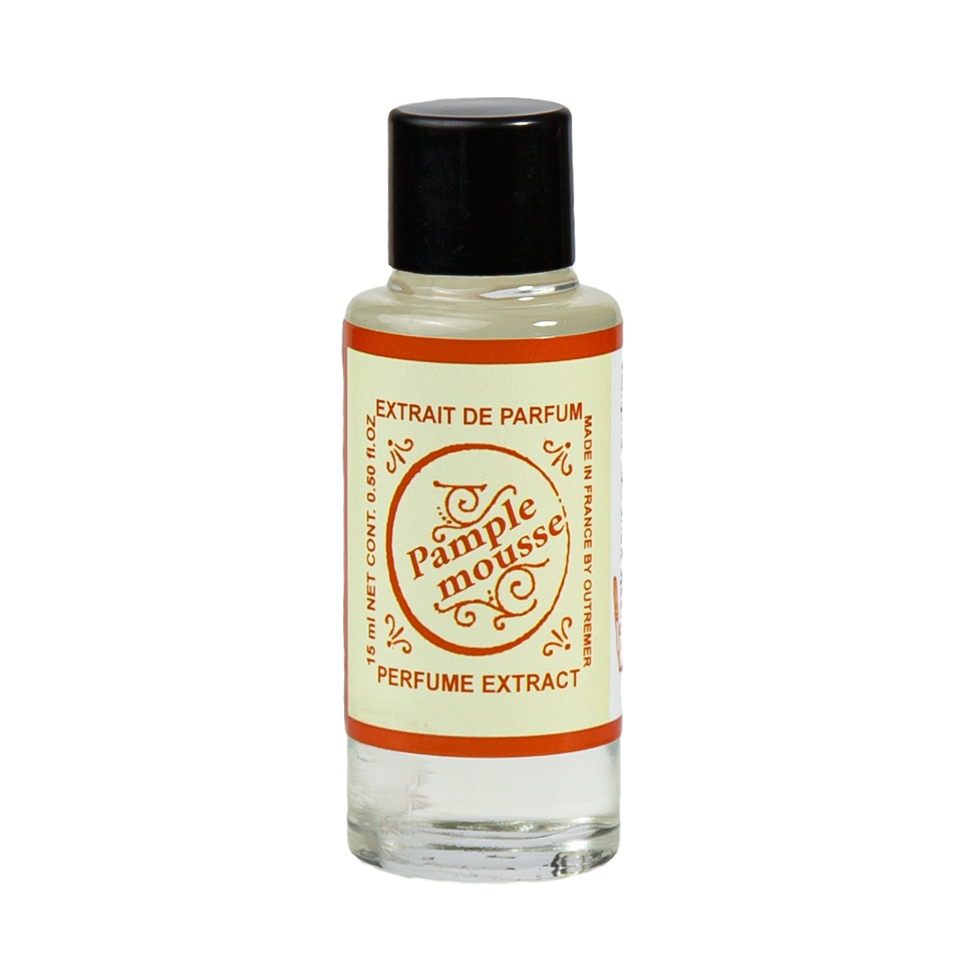 Primary Image of Pamplemousse Perfume Extract, A small glass bottle with an art deco label saying Pamplemousse Perfume Extract