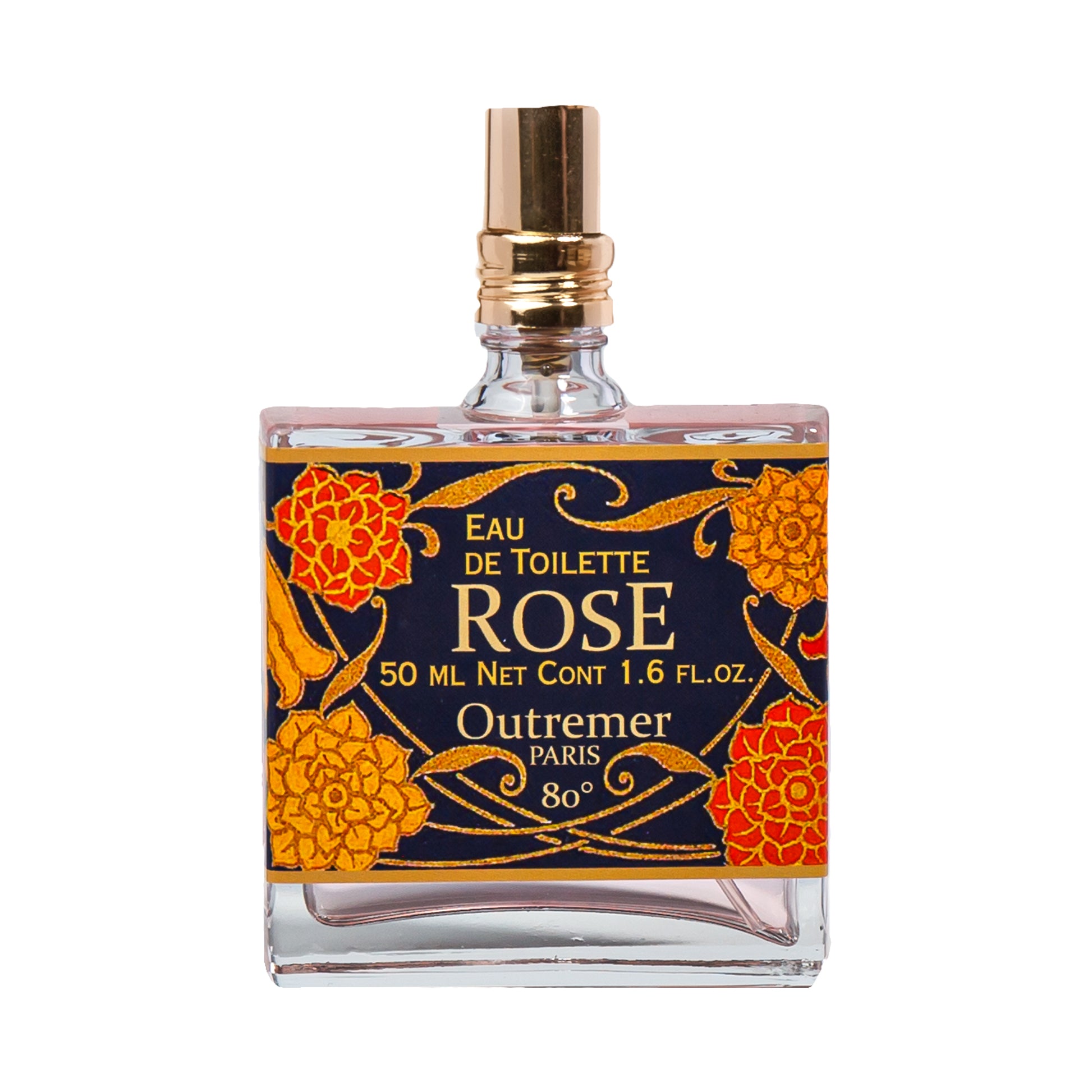 Primary Image of Rose Eau de Toilette, square perfume bottle with illustrated label