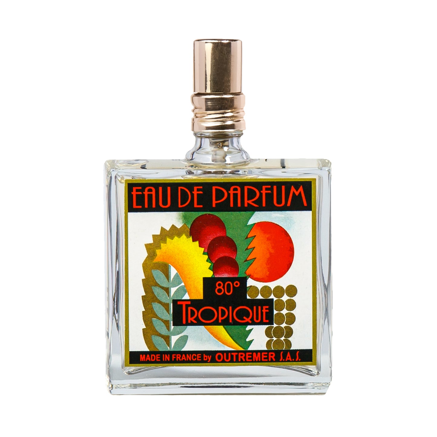 Primary Image of Tropique 80 Degrees EDP (50 ml), square perfume bottle with illustrated label