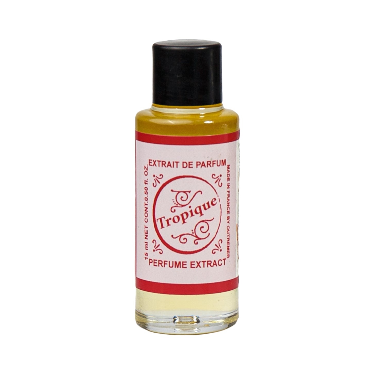 Primary Image of Tropique Perfume Extract, a small glass bottle with a label that says tropique perfume extract
