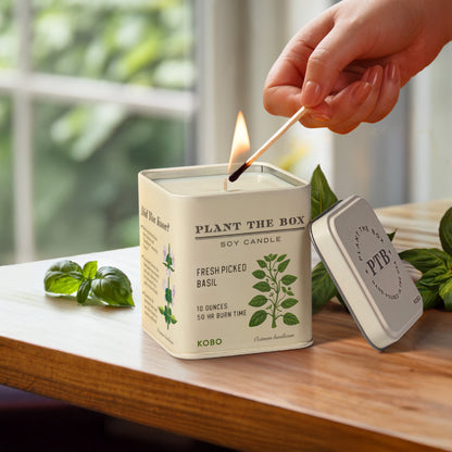 Alternate image of KOBO Plant the Box Fresh Picked Basil Tin Candle