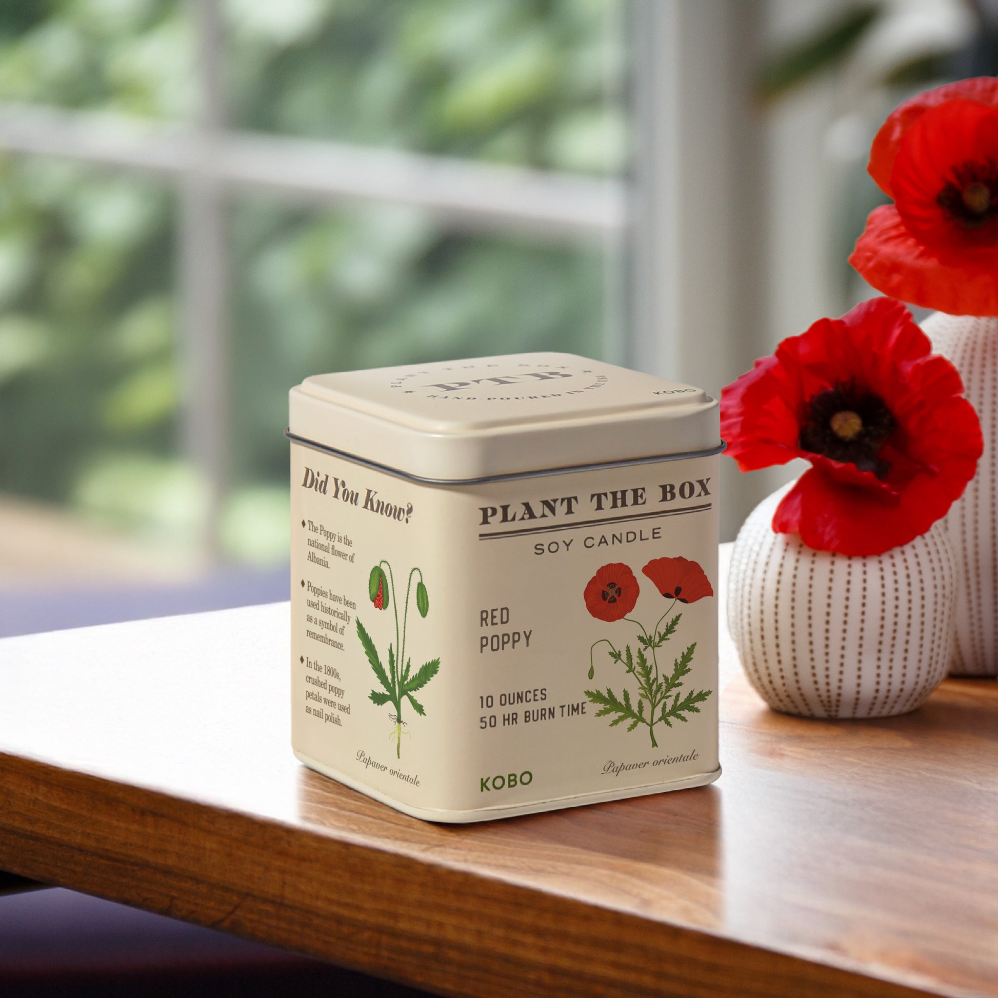Alternate image of KOBO Plant the Box Red Poppy Tin Candle