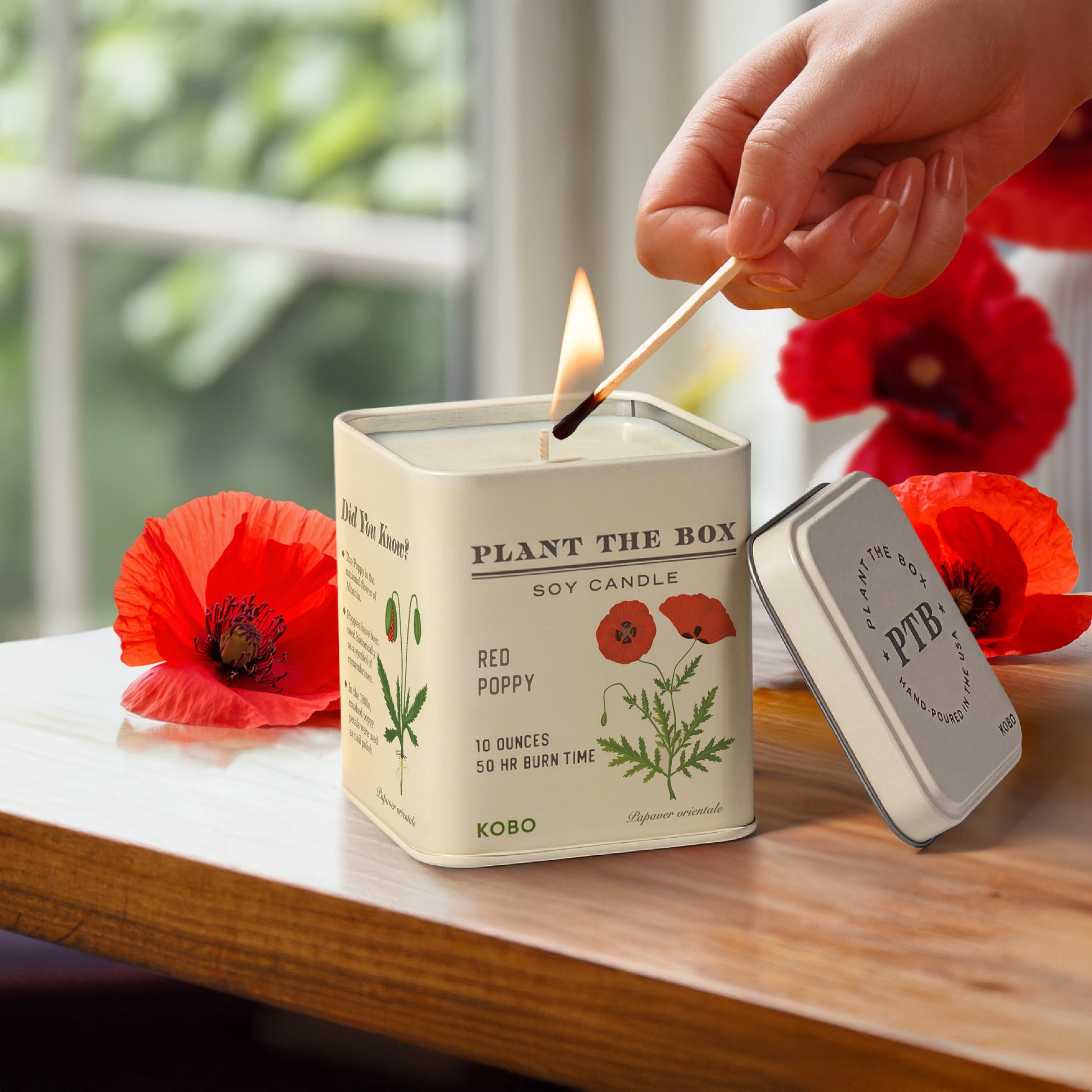 Alternate image of KOBO Plant the Box Red Poppy Tin Candle