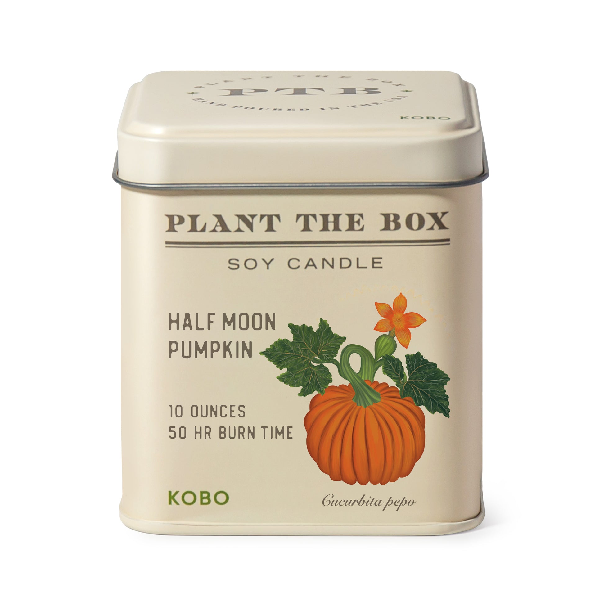 Primary image of KOBO Plant the Box Half Moon Pumpkin Tin Candle
