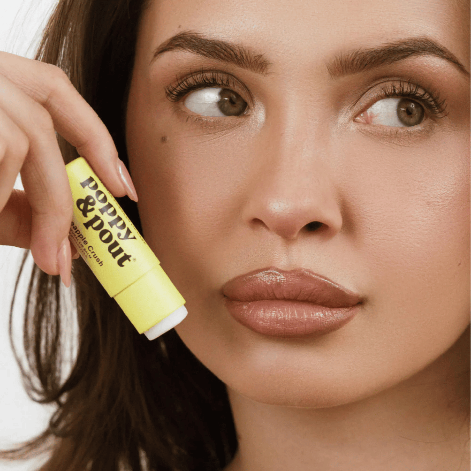 Alternate image of model using Poppy & Pout Pineapple Crush Lip Balm