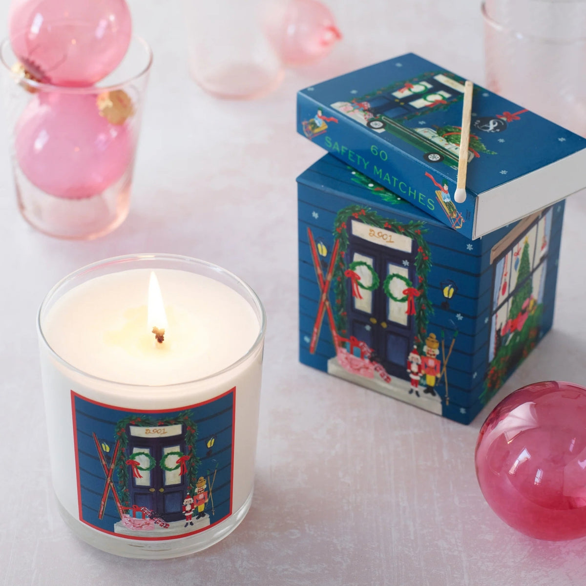 Alternate image of Soap & Paper Factory Home for the Holidays Roland Pine 9.5 oz Glass Candle & Matchbox Duo