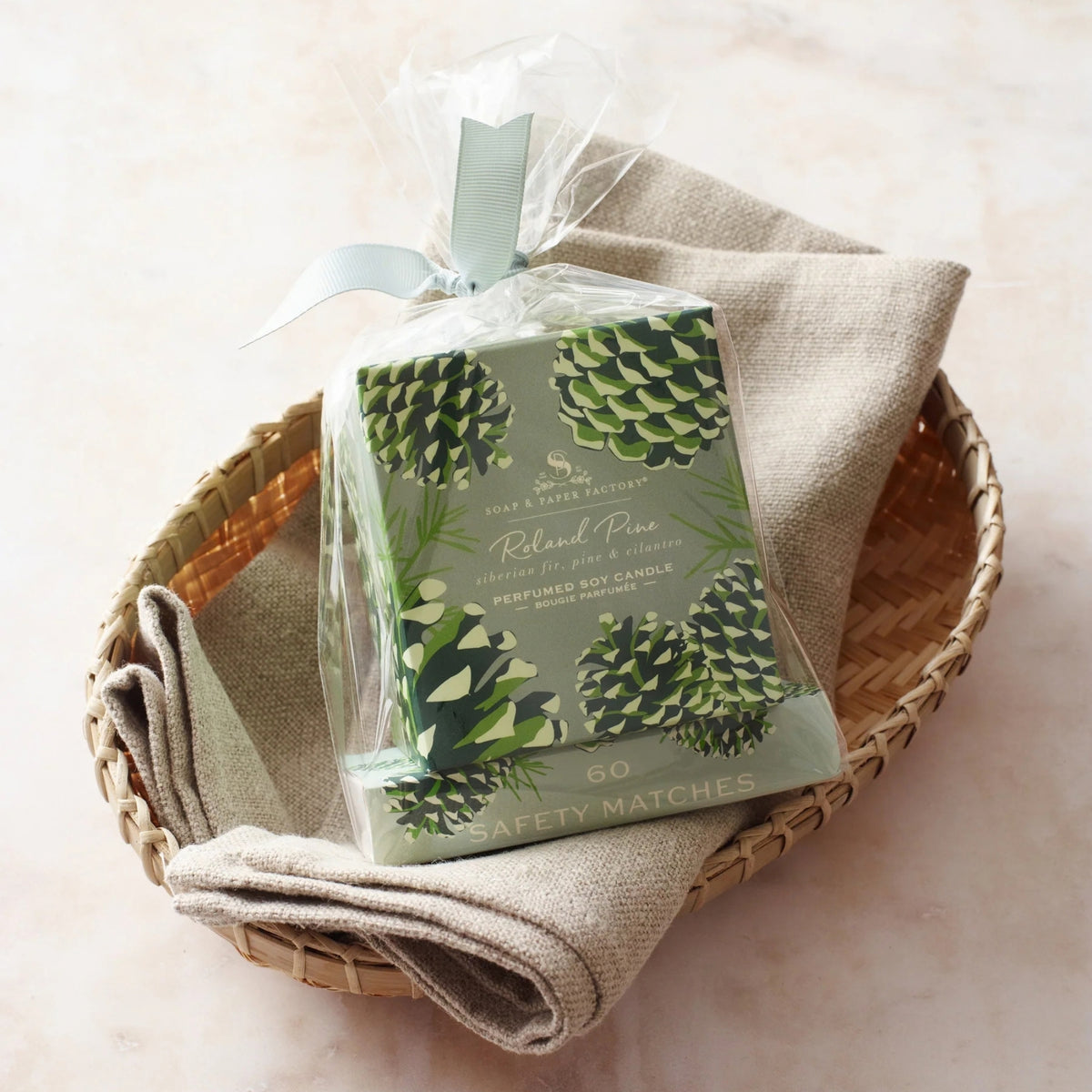 Alternate image of Soap & Paper Factory Roland Pine 9.5 oz Glass Candle & Matchbox Duo