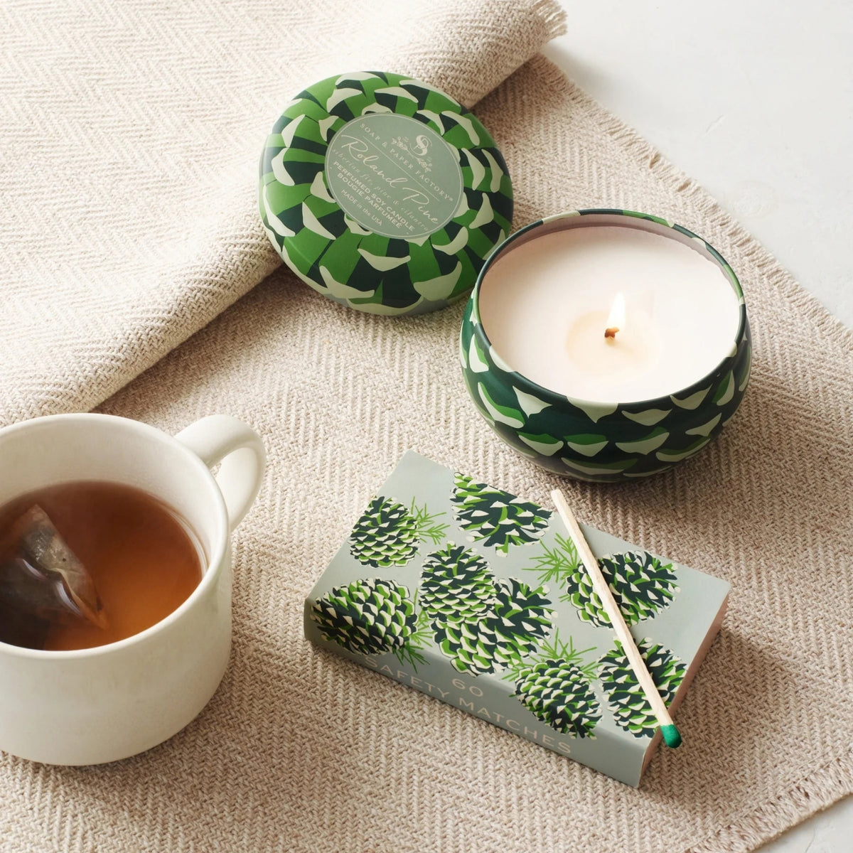 Alternate image of Soap & Paper Factory Roland Pine Tin Candle & Matchbox Duo
