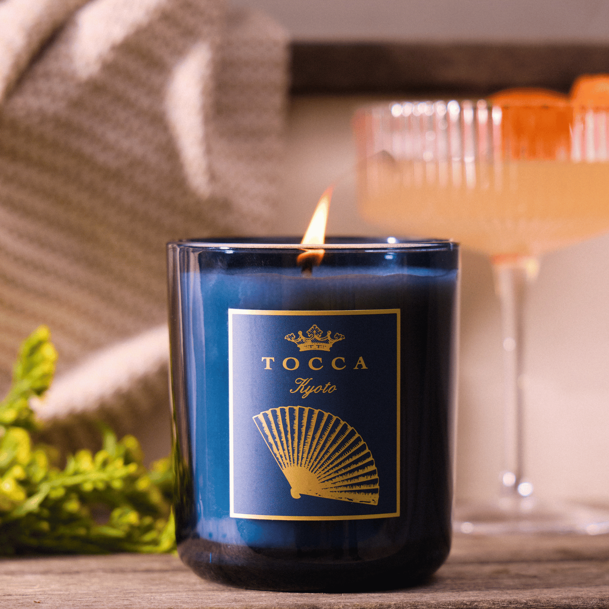 Alternate image of Tocca Kyoto Candle lifestyle image of candle burning 