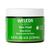 Front view of Weleda Skin Food Body Butter jar showcasing its green label and white lid on a white background