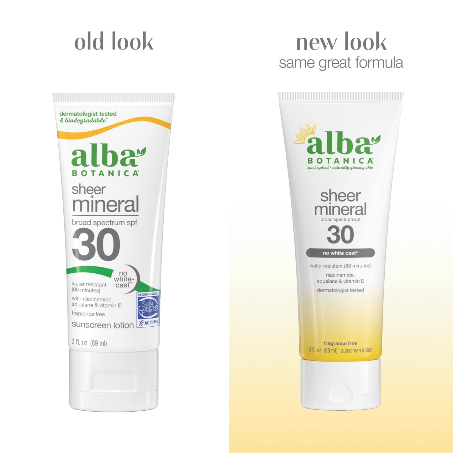 Alternate Image of Sheer Mineral Sunscreen SPF30, old and new tube comparison