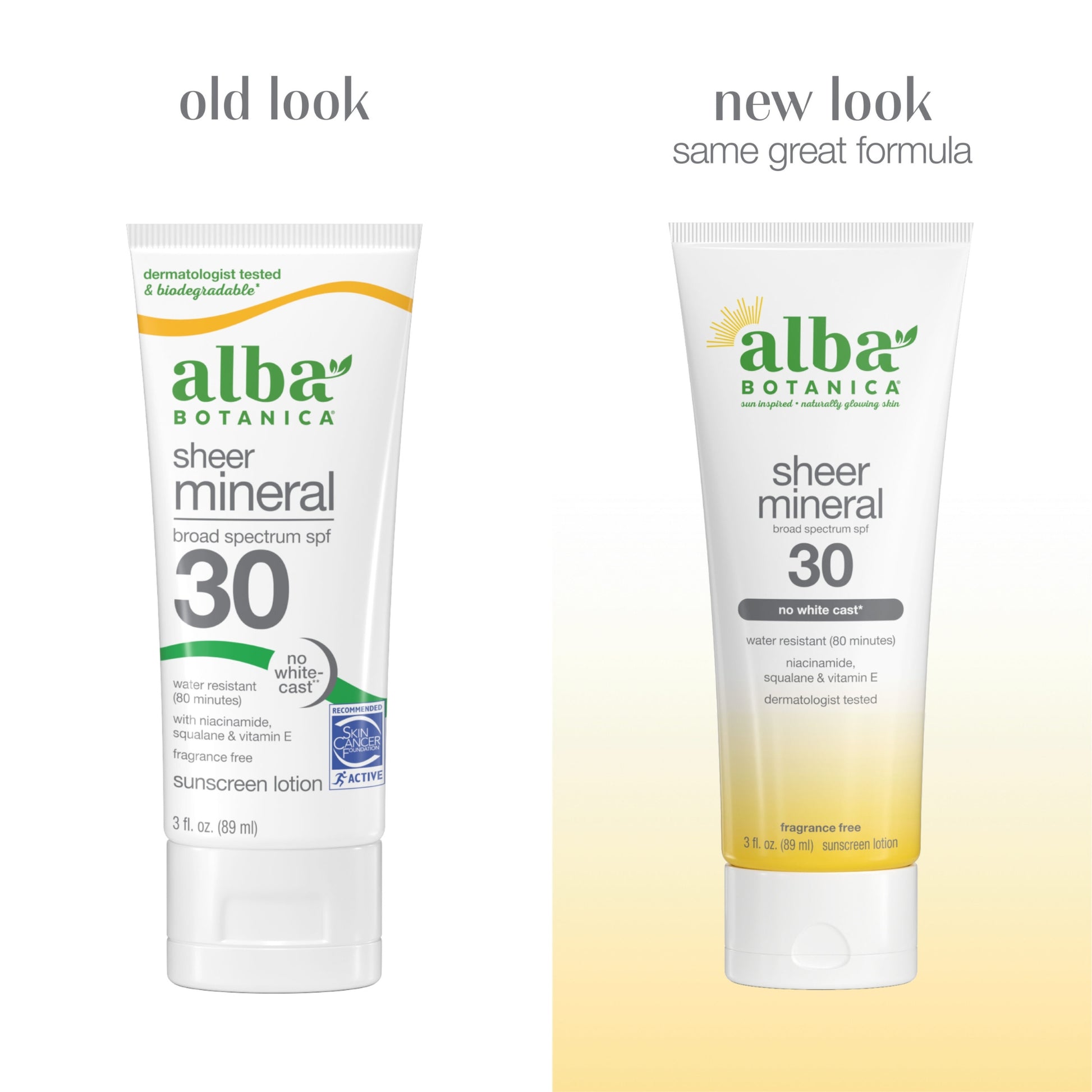 Alternate Image of Sheer Mineral Sunscreen SPF30, old and new tube comparison