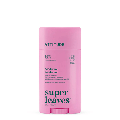 Primary Image of Super Leaves Coconut & Wild Berries Deodorant, pink deodorant stick