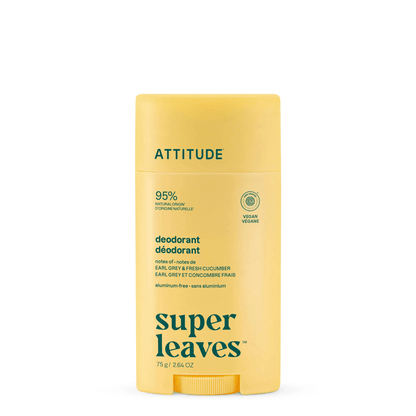 Primary Image of Super Leaves Earl Grey & Fresh Cucumber Deodorant, yellow deodorant stick