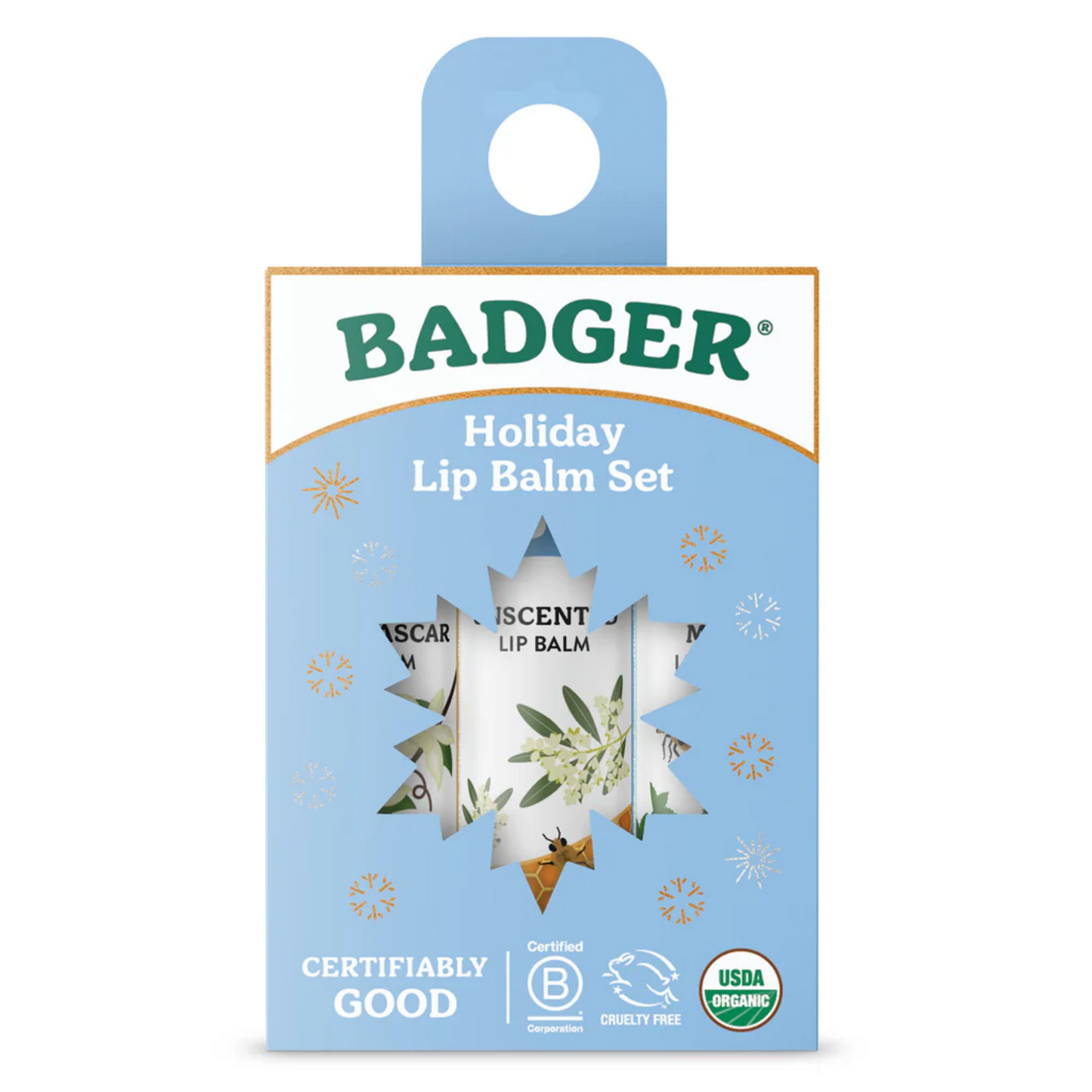 Seccondary Image 3 of Badger Holiday Blue Lip Balm Set