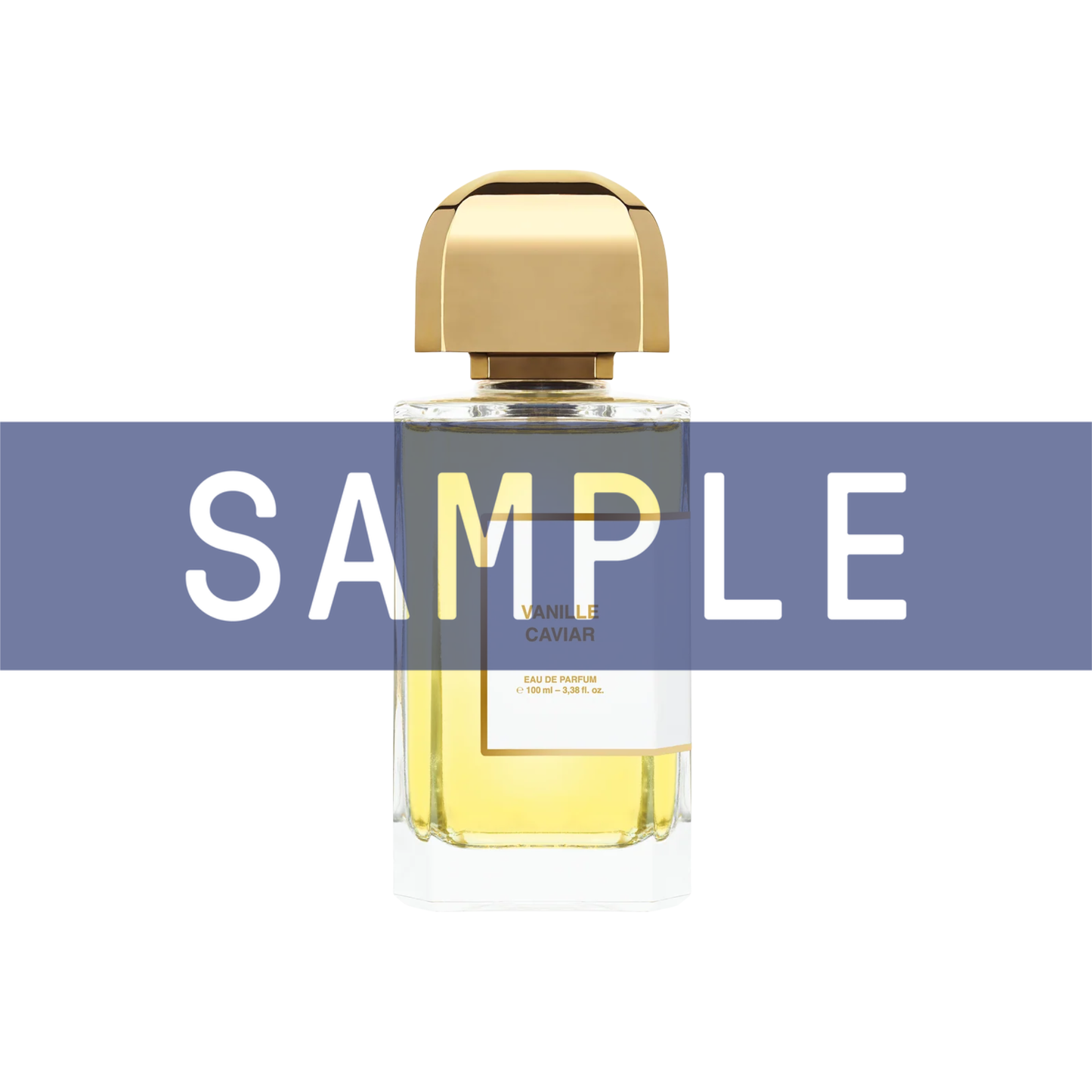 Primary Image of Sample - Vanille Caviare EDP, perfume bottle with gold cap and sample written on the image