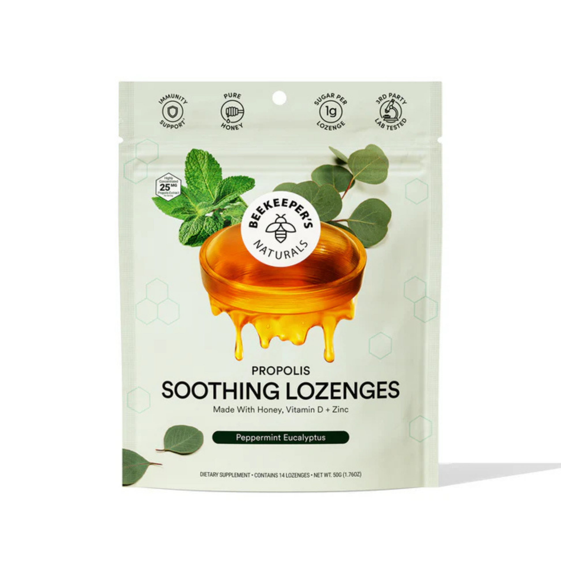 primary image of beekeeper's naturals peppermint eucalyptus soothing lozenges