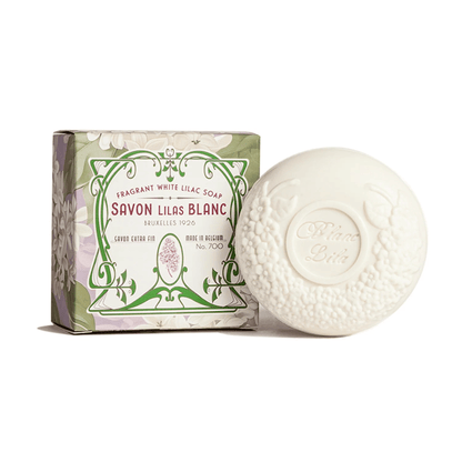 Primary Image of Blanc Lila Lilac Soap, white bar soap and illustrated box