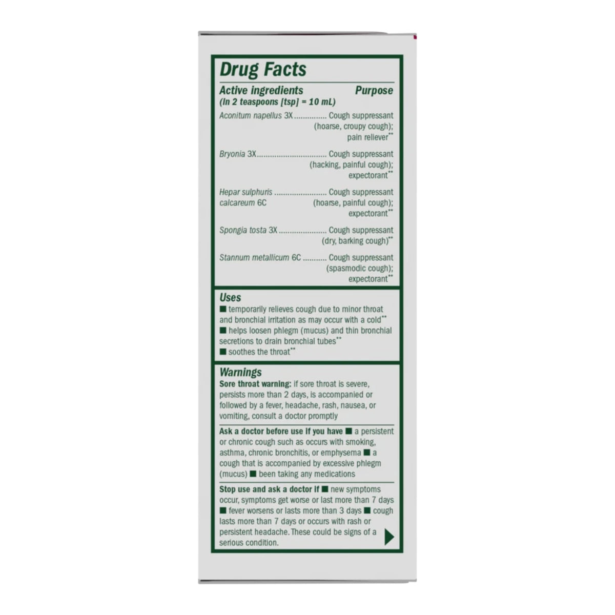 Alternate Image of Daytime Cough & Bronchial Syrup 4 oz, drug facts