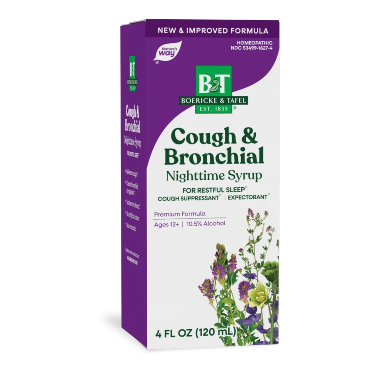 Primary Image of Nighttime Cough & Bronchial Syrup 4 oz, purple and white box