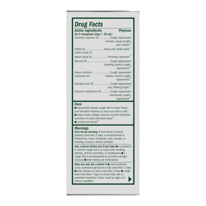 Alternate Image of Nighttime Cough & Bronchial Syrup, drug facts