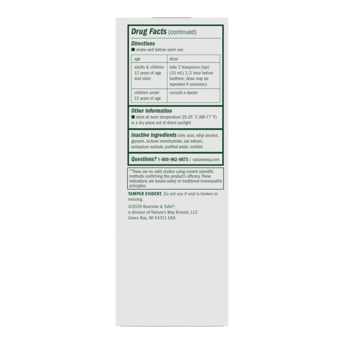 Alternate Image of Nighttime Cough & Bronchial Syrup, drug facts