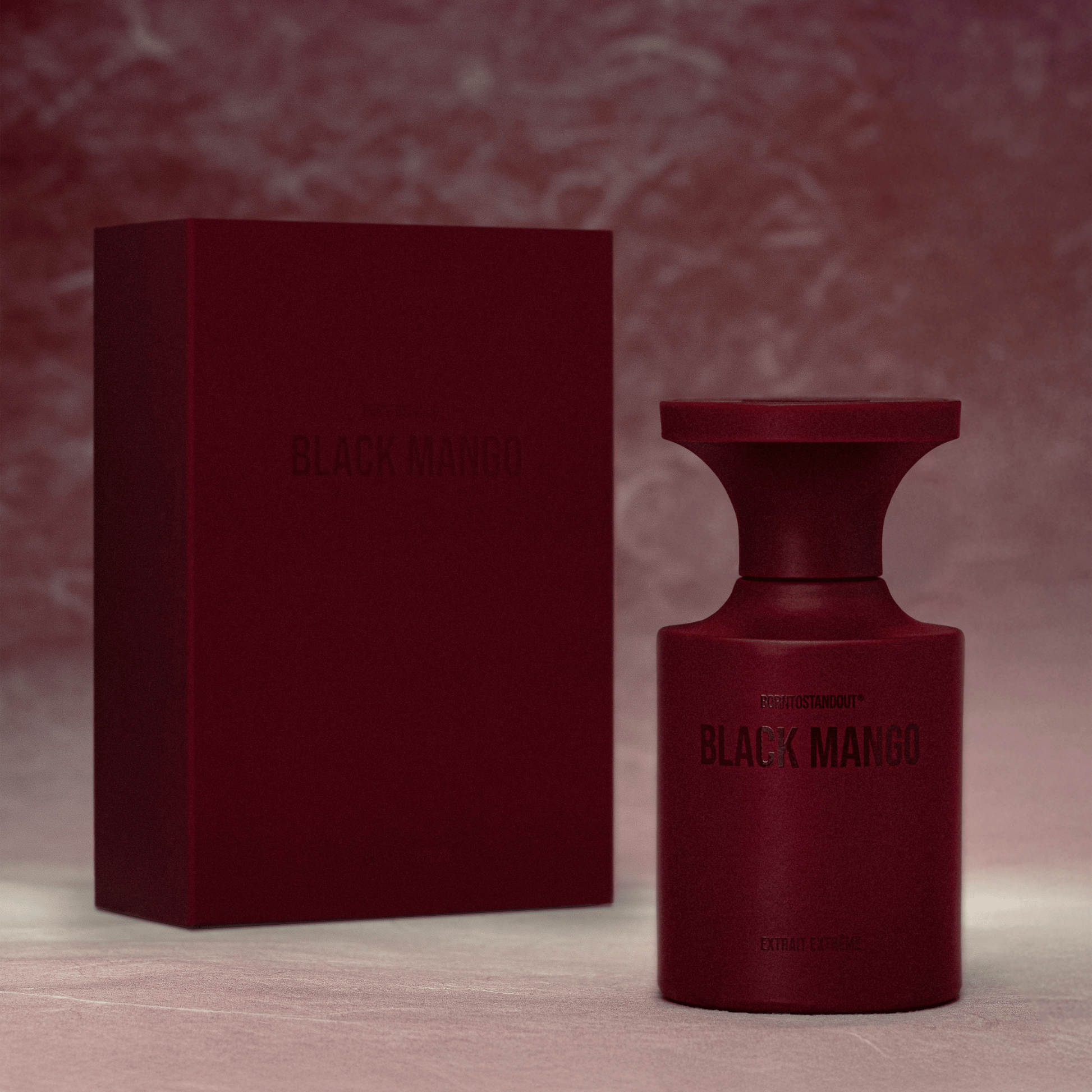 Alternate Image of Black Mango Extrait Extreme, dark red perfume bottle with box