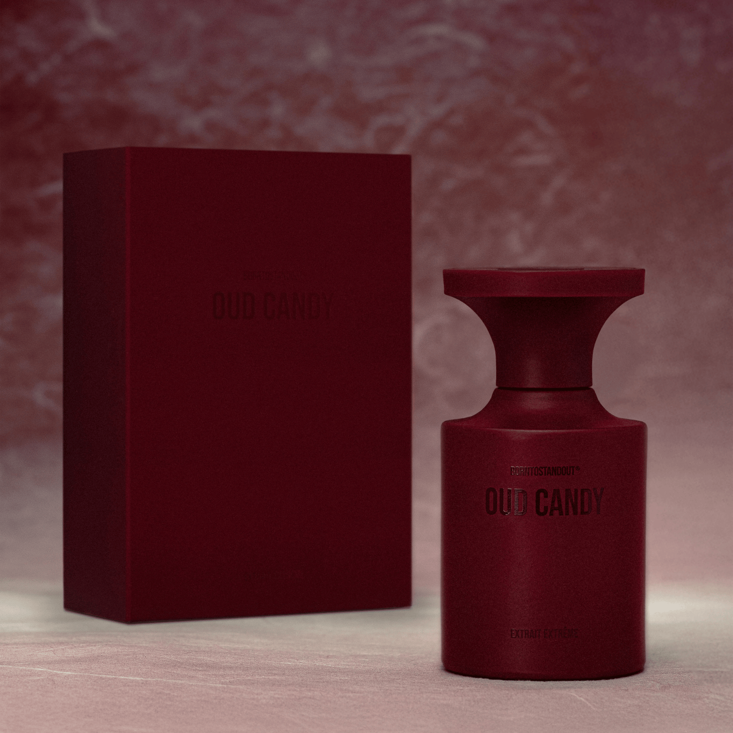 Alternate Image of Oud Candy Extrait Extreme, dark red perfume bottle and box