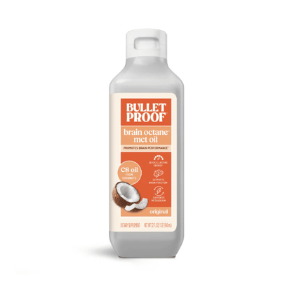 Primary Image of Brain Octane Oil 32oz, white bottle with orange label