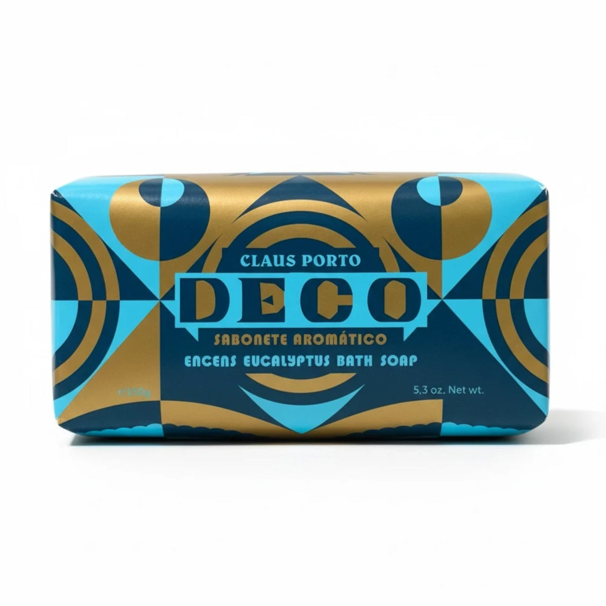 Primary Image of Deco Encens Eucalyptus Bar Soap, blue and gold wrapped bar soap