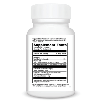 Alternate Image of Zinc + Elderberry Chewable Lozenges, white pill bottle