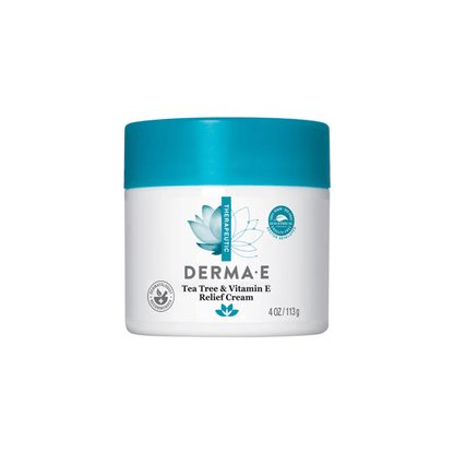 Primary Image of Tea Tree & Vitamin E Relief Cream, white jar with blue lid
