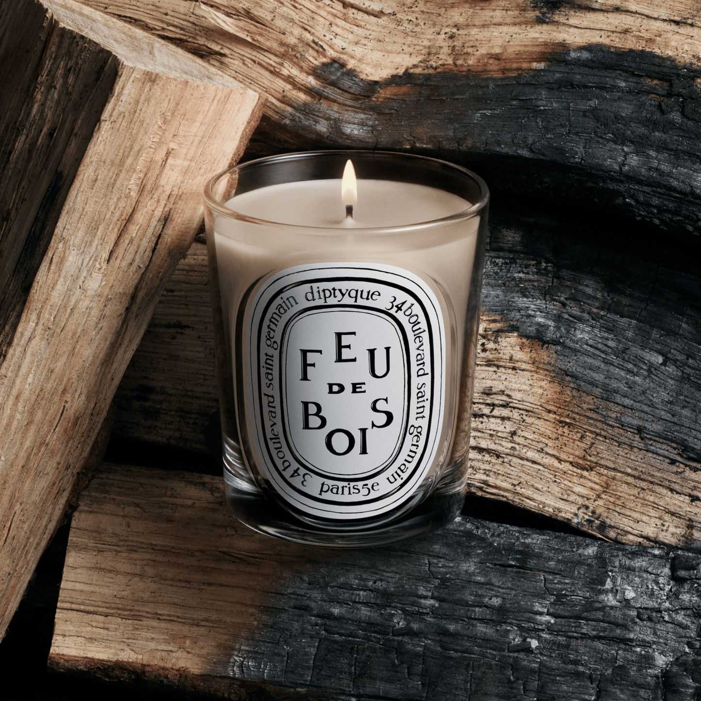 Alternate Image of Feu de Bois (Wood Fire) Classic Candle, clear glass candle