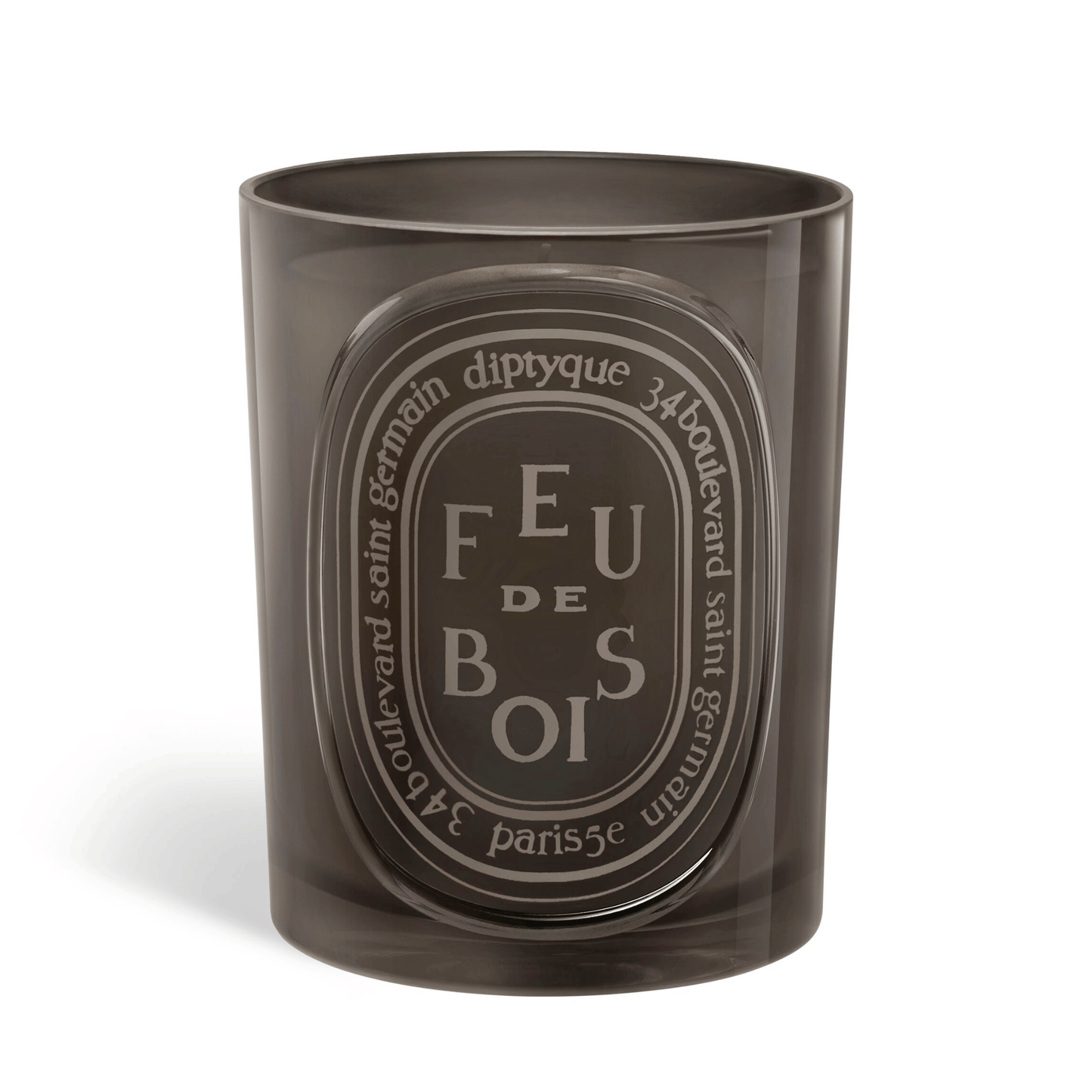 Primary Image of Feu de Bois (Wood Fire) Medium Candle, gray glass candle