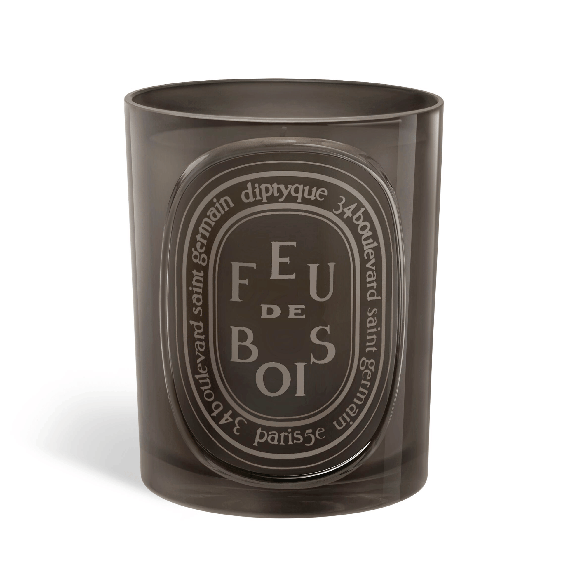 Primary Image of Feu de Bois (Wood Fire) Medium Candle, gray glass candle