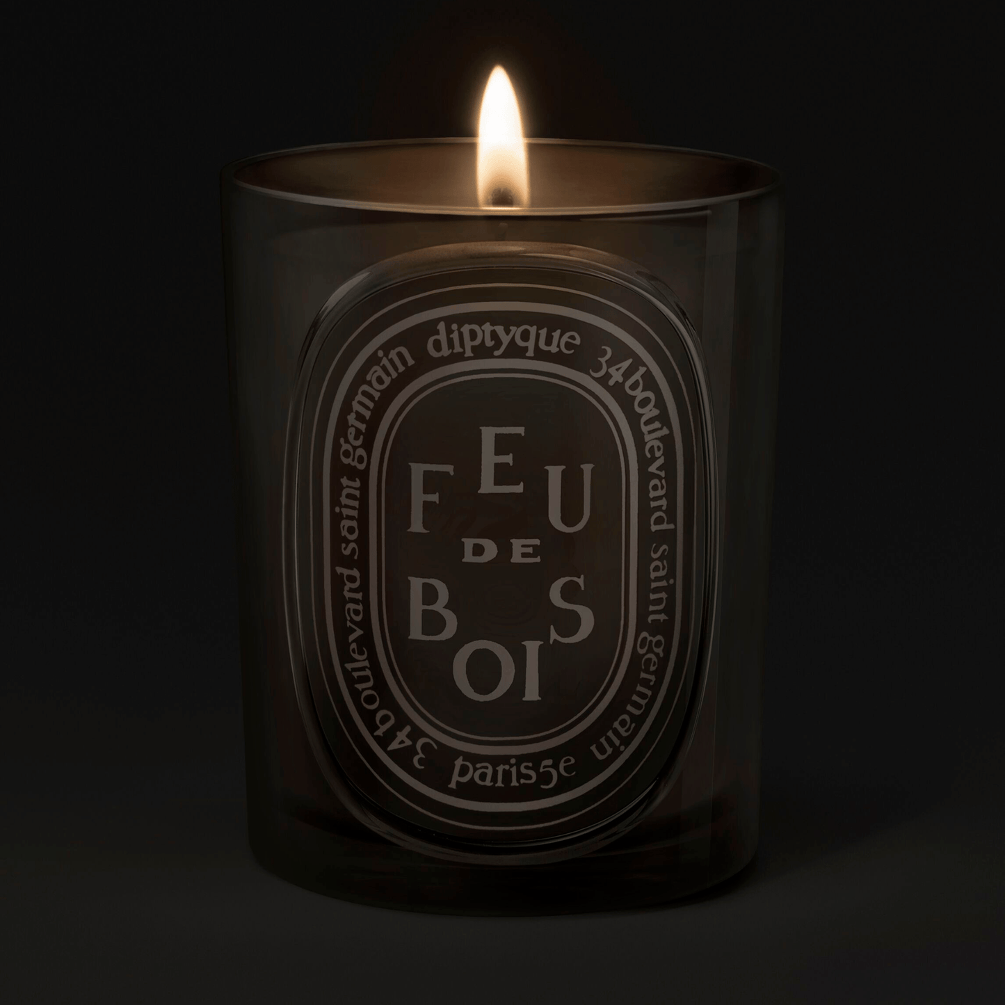 Alternate Image of Feu de Bois (Wood Fire) Medium Candle, gray glass candle
