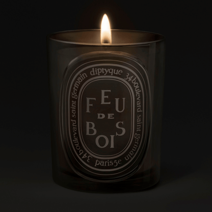 Alternate Image of Feu de Bois (Wood Fire) Medium Candle, gray glass candle