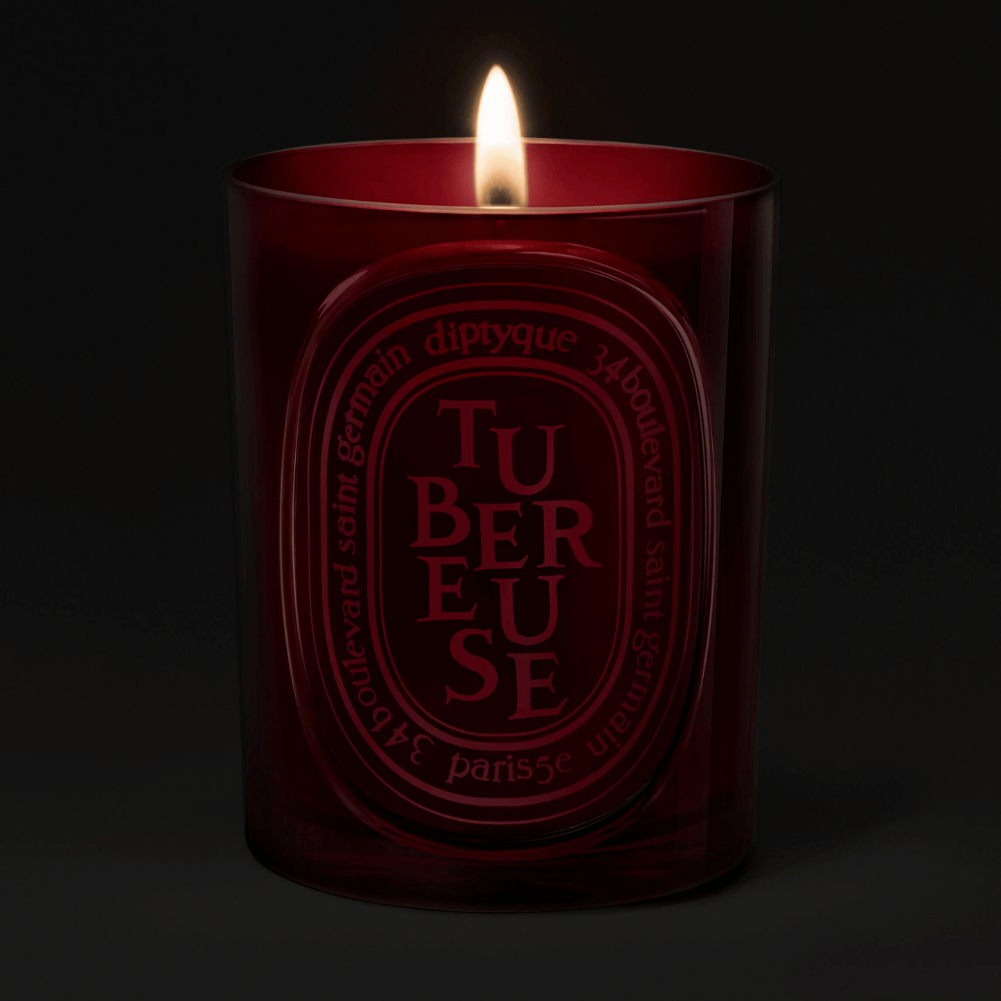 Alternate Image of Tubéreuse (Tuberose) Medium Candle, Red glass candle
