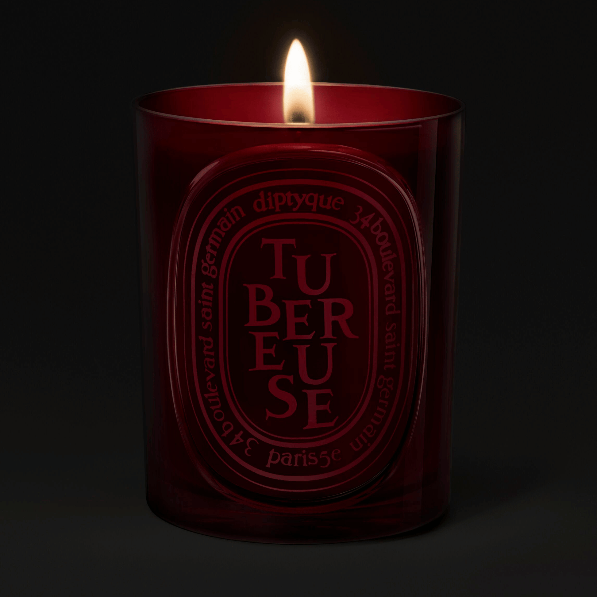 Alternate Image of Tubéreuse (Tuberose) Medium Candle, Red glass candle