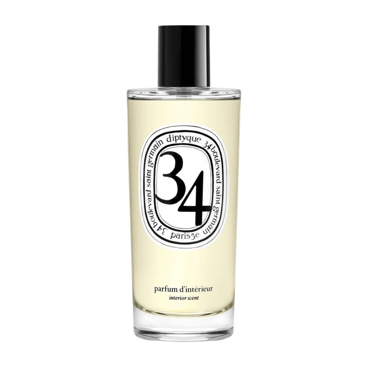 Primary Image of 34 Boulevard Saint Germain Room Spray, clear glass spray bottle with black and white label