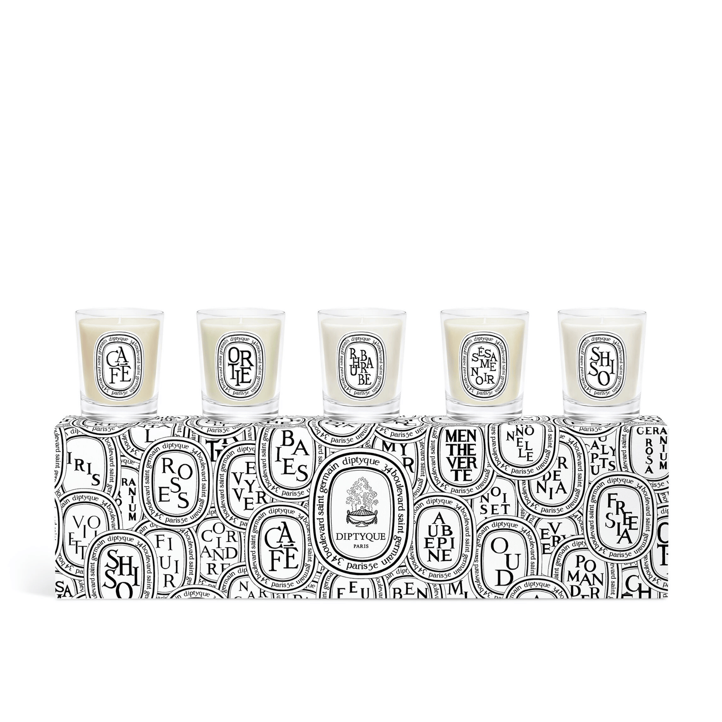 Primary Image of Miniature Candle Set, 5 mini candles witha black and white box