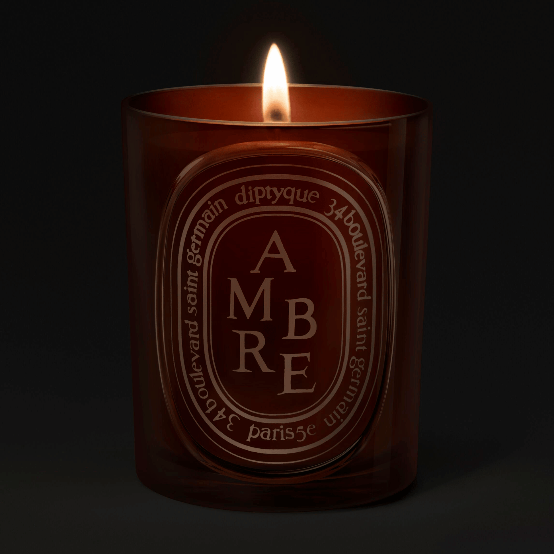 Alternate Image of Amber Medium Candle, amber glass candle