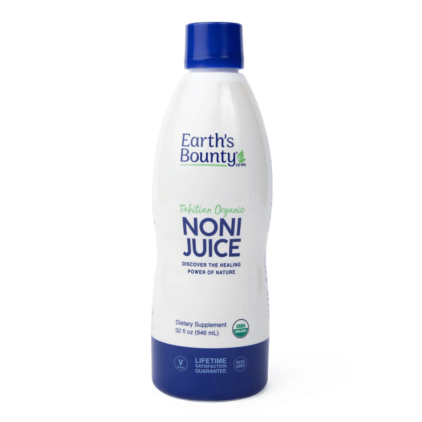 Primary Image of Tahitian Organic Noni Juice, white bottle with blue writing
