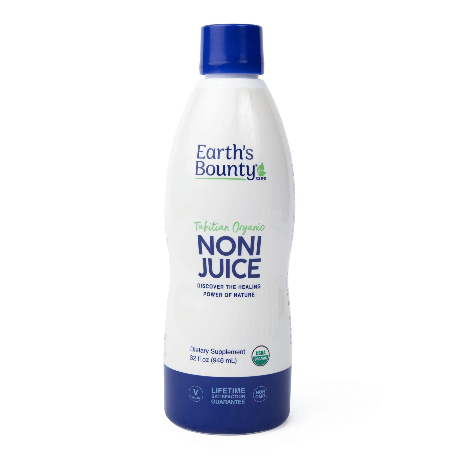 Primary Image of Tahitian Organic Noni Juice, white bottle with blue writing