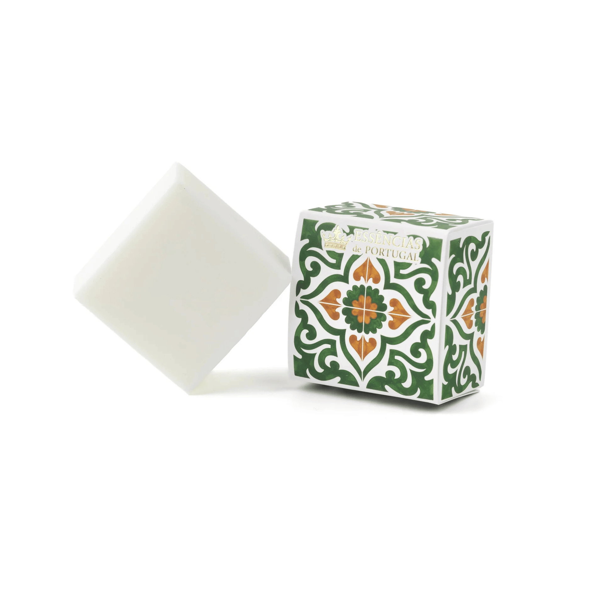 Primary Image of Orange and Bergamot Bar Soap, green patterend box bar soap