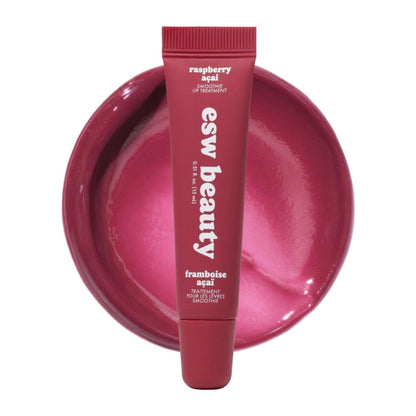 Primary Image of Holiday Raspberry Acai Smoothie Enhanced Protection Lip Treatment, pink lip balm tube with swatch
