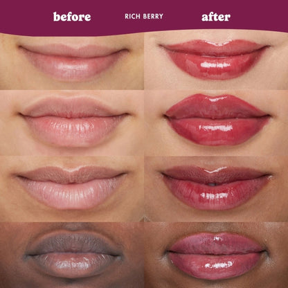 Alternate Image of Holiday Raspberry Acai Smoothie Enhanced Protection Lip Treatment, pink lip balm swatches