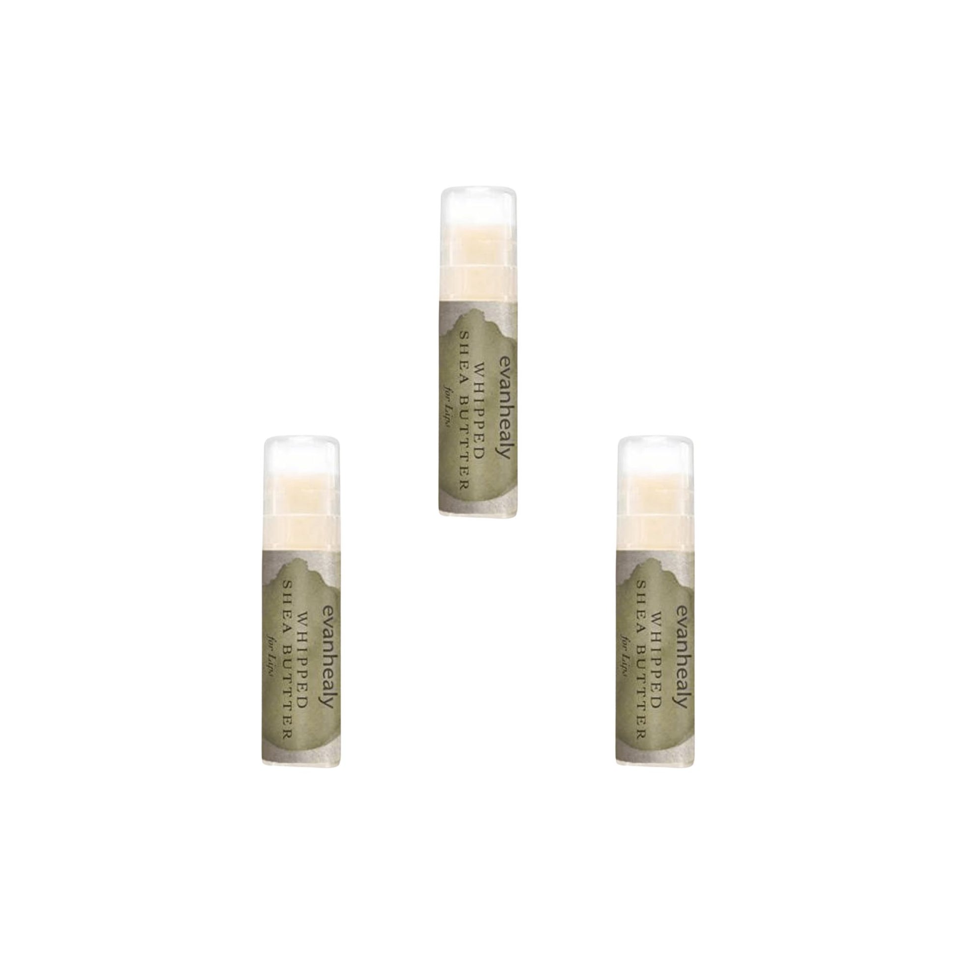 Primary Image of Whipped Shea Butter Lip Balm 3 Pack 0.15 oz, lip balms with green and beige label